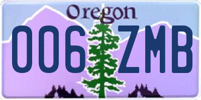OR license plate 006ZMB