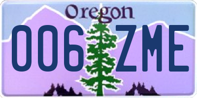 OR license plate 006ZME