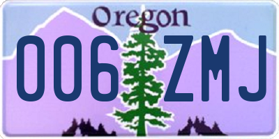 OR license plate 006ZMJ