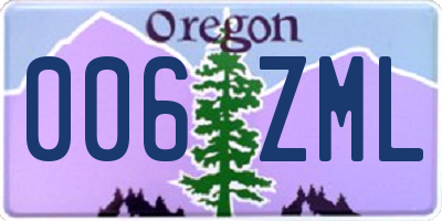 OR license plate 006ZML