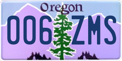 OR license plate 006ZMS