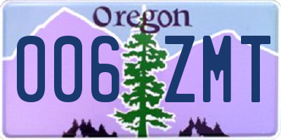 OR license plate 006ZMT