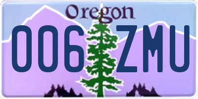 OR license plate 006ZMU