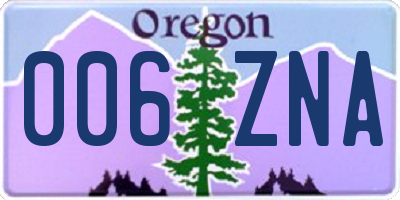 OR license plate 006ZNA