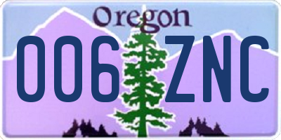 OR license plate 006ZNC