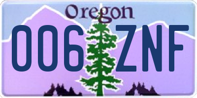 OR license plate 006ZNF