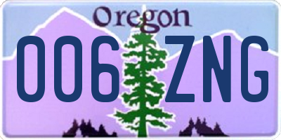 OR license plate 006ZNG