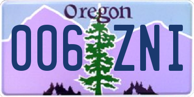 OR license plate 006ZNI