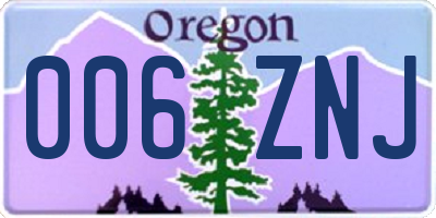 OR license plate 006ZNJ