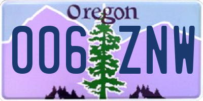 OR license plate 006ZNW