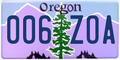 OR license plate 006ZOA