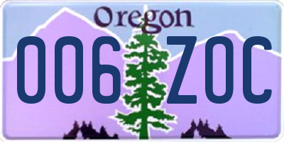 OR license plate 006ZOC
