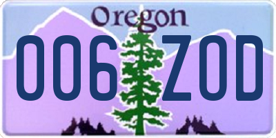 OR license plate 006ZOD