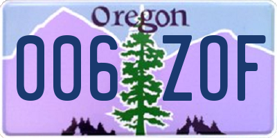 OR license plate 006ZOF