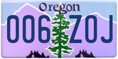 OR license plate 006ZOJ