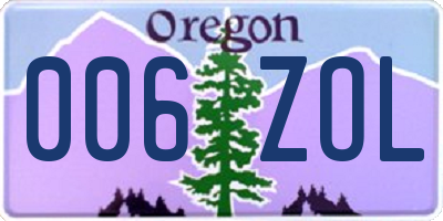 OR license plate 006ZOL