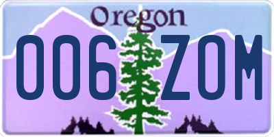 OR license plate 006ZOM