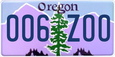 OR license plate 006ZOO