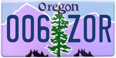 OR license plate 006ZOR