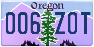 OR license plate 006ZOT