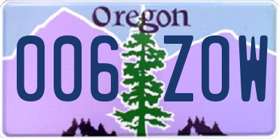 OR license plate 006ZOW