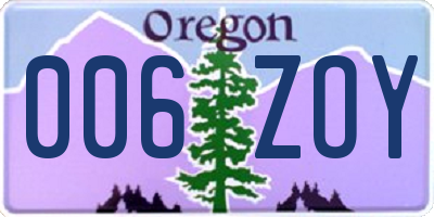 OR license plate 006ZOY
