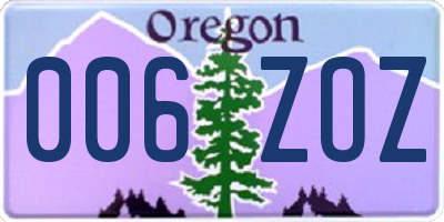 OR license plate 006ZOZ