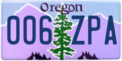 OR license plate 006ZPA