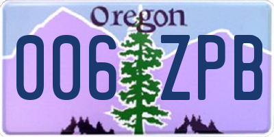 OR license plate 006ZPB
