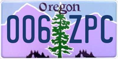 OR license plate 006ZPC