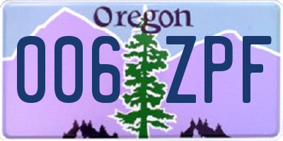 OR license plate 006ZPF
