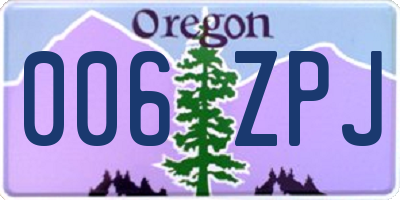 OR license plate 006ZPJ