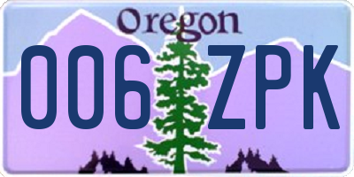 OR license plate 006ZPK