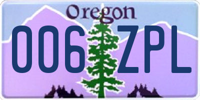 OR license plate 006ZPL