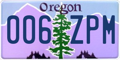 OR license plate 006ZPM