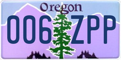 OR license plate 006ZPP