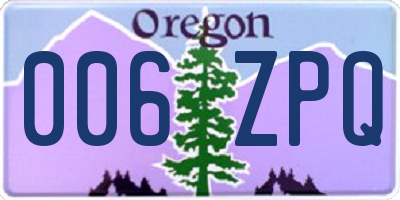OR license plate 006ZPQ
