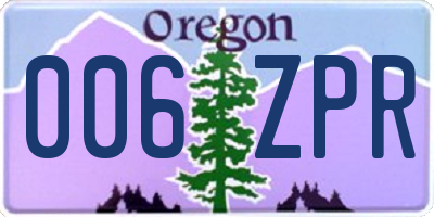 OR license plate 006ZPR