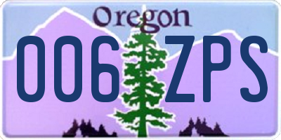 OR license plate 006ZPS