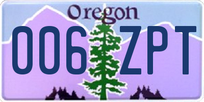 OR license plate 006ZPT