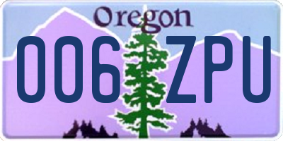 OR license plate 006ZPU