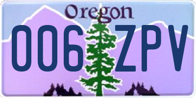 OR license plate 006ZPV