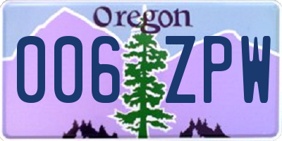OR license plate 006ZPW