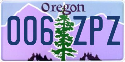 OR license plate 006ZPZ