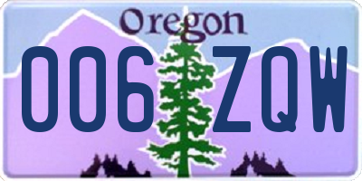 OR license plate 006ZQW