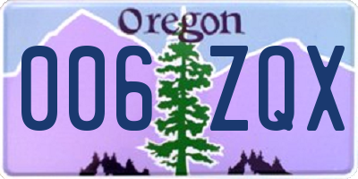 OR license plate 006ZQX