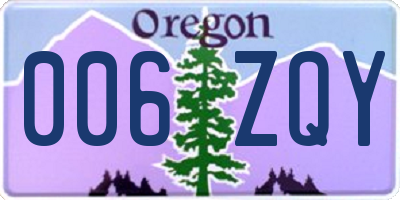 OR license plate 006ZQY