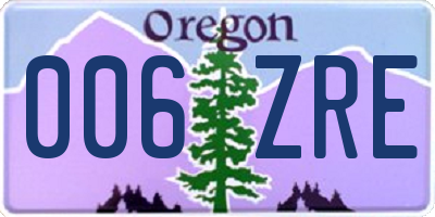 OR license plate 006ZRE