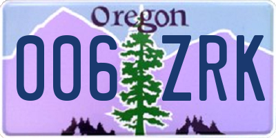 OR license plate 006ZRK