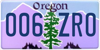 OR license plate 006ZRO